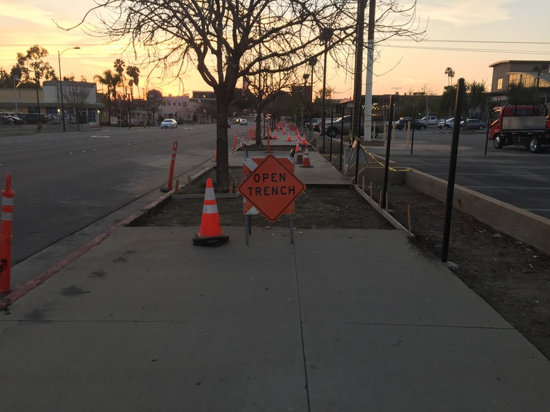 Utility trenching in residential yard